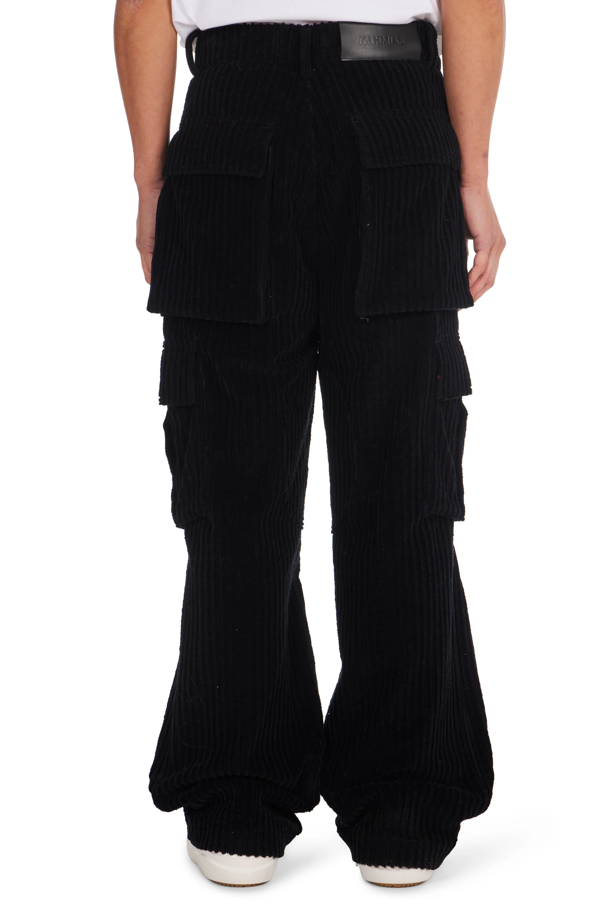 Corduroy Logo Cargo Pants in Black - Image 3