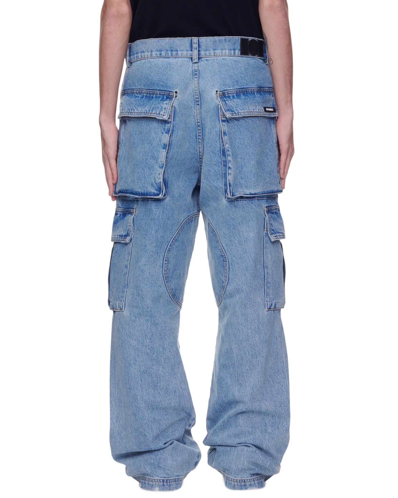 Denim Logo Cargos in Light Wash - Image 3