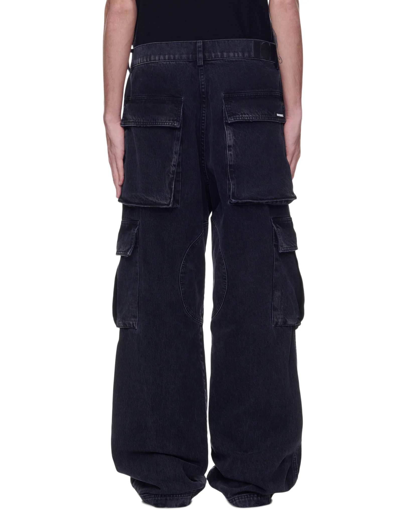 Denim Logo Cargos in Black - Image 3