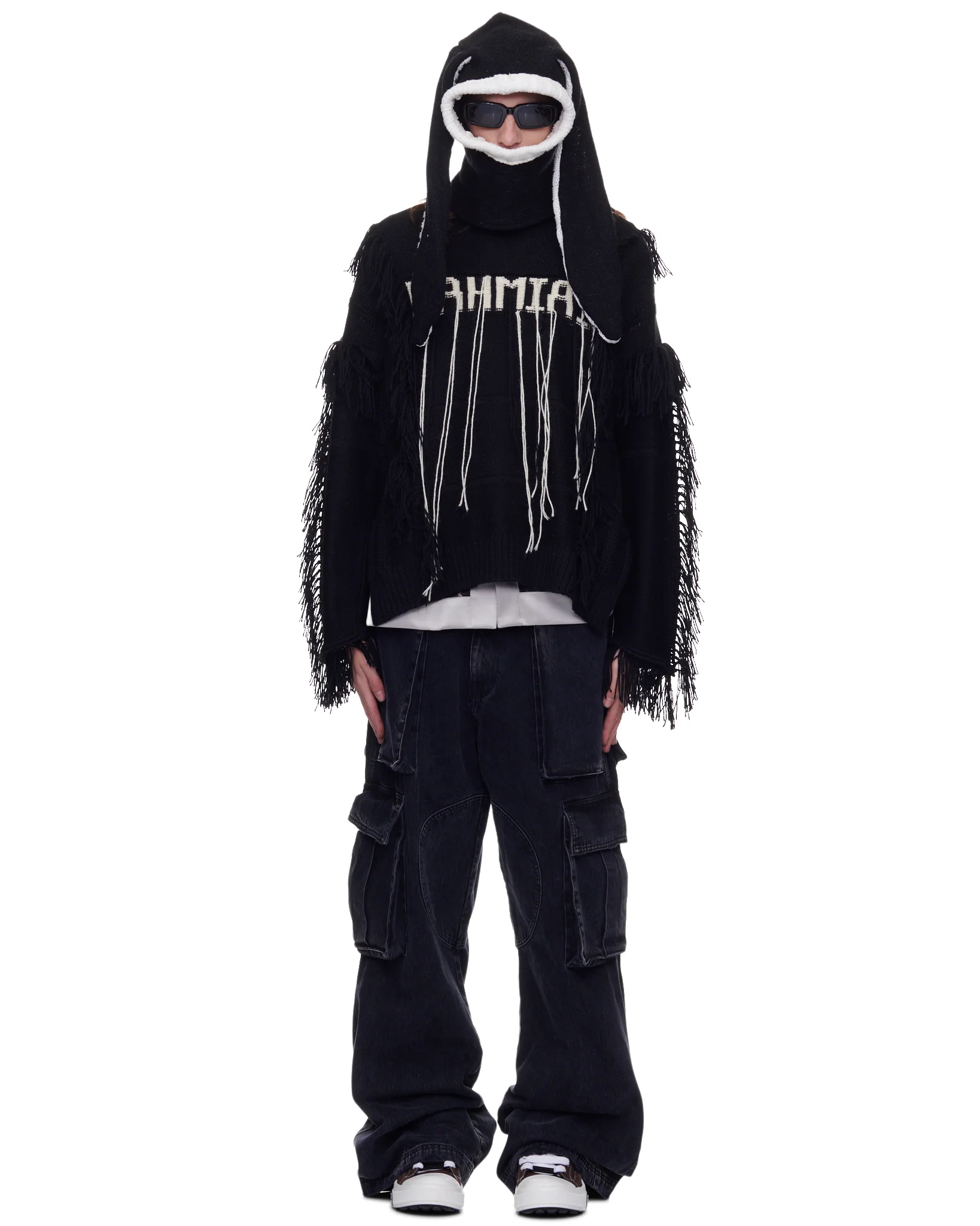 Denim Logo Cargos in Black - Image 4