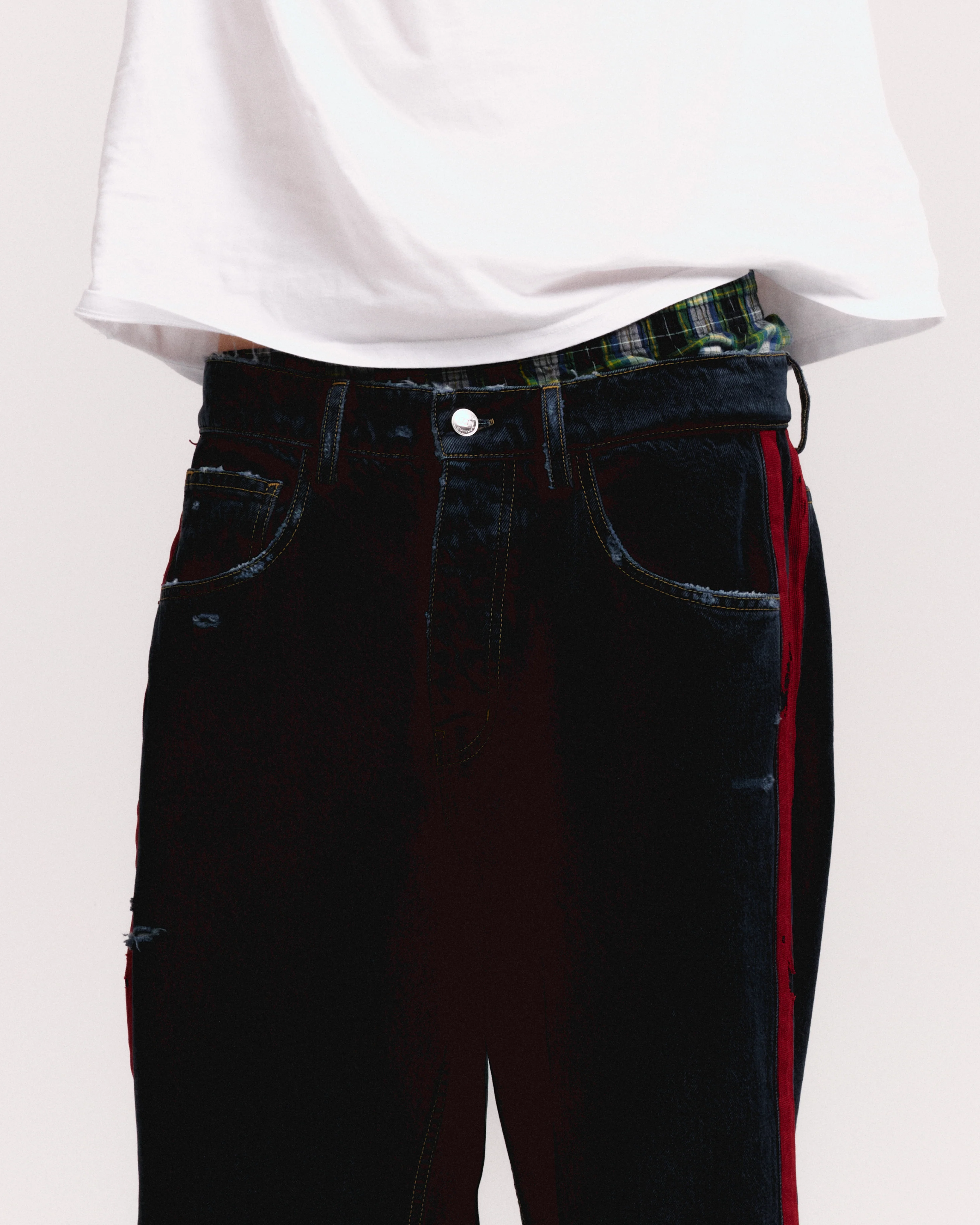 DESTROYED DENIM TRACK PANT - Image 5