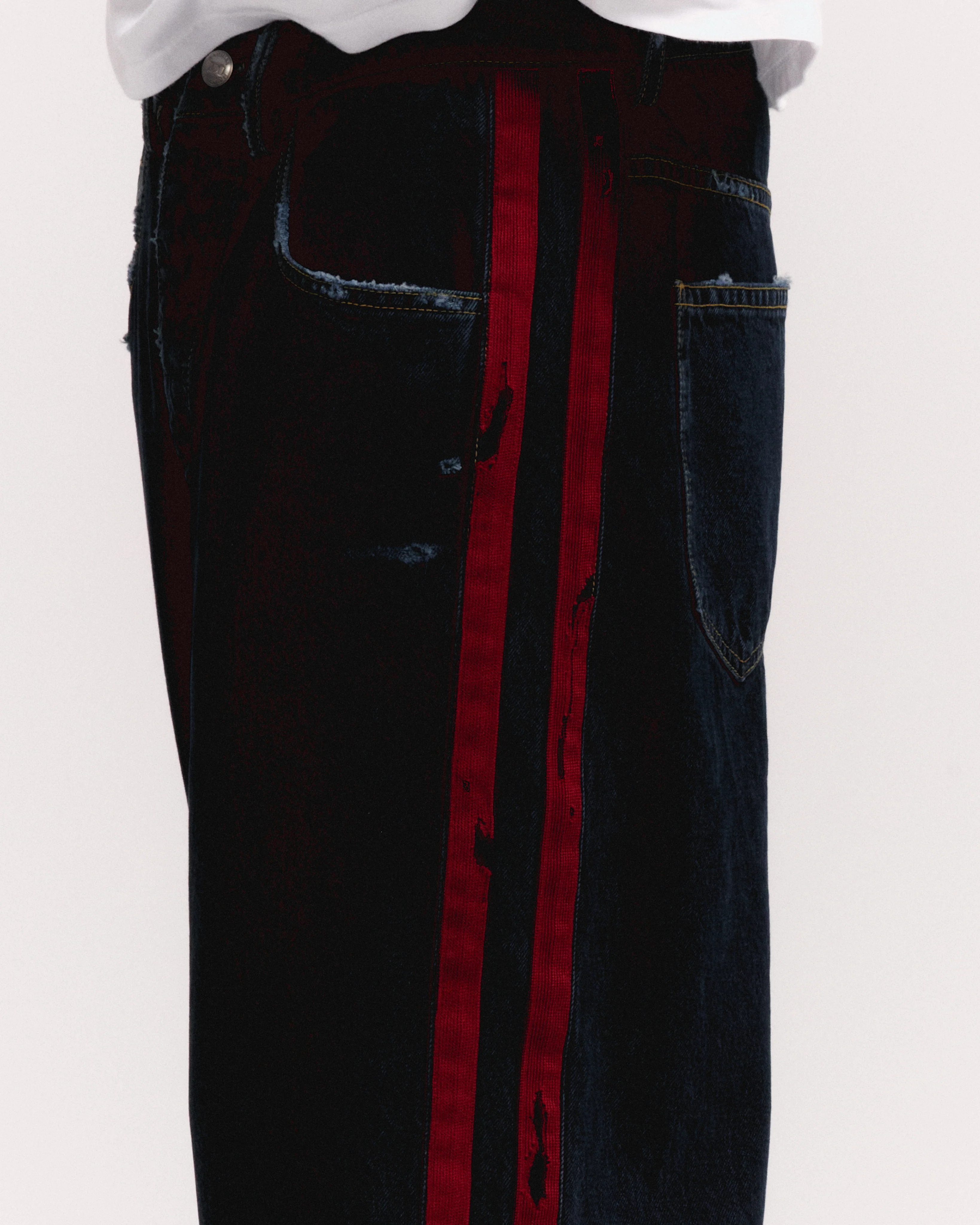 DESTROYED DENIM TRACK PANT - Image 6