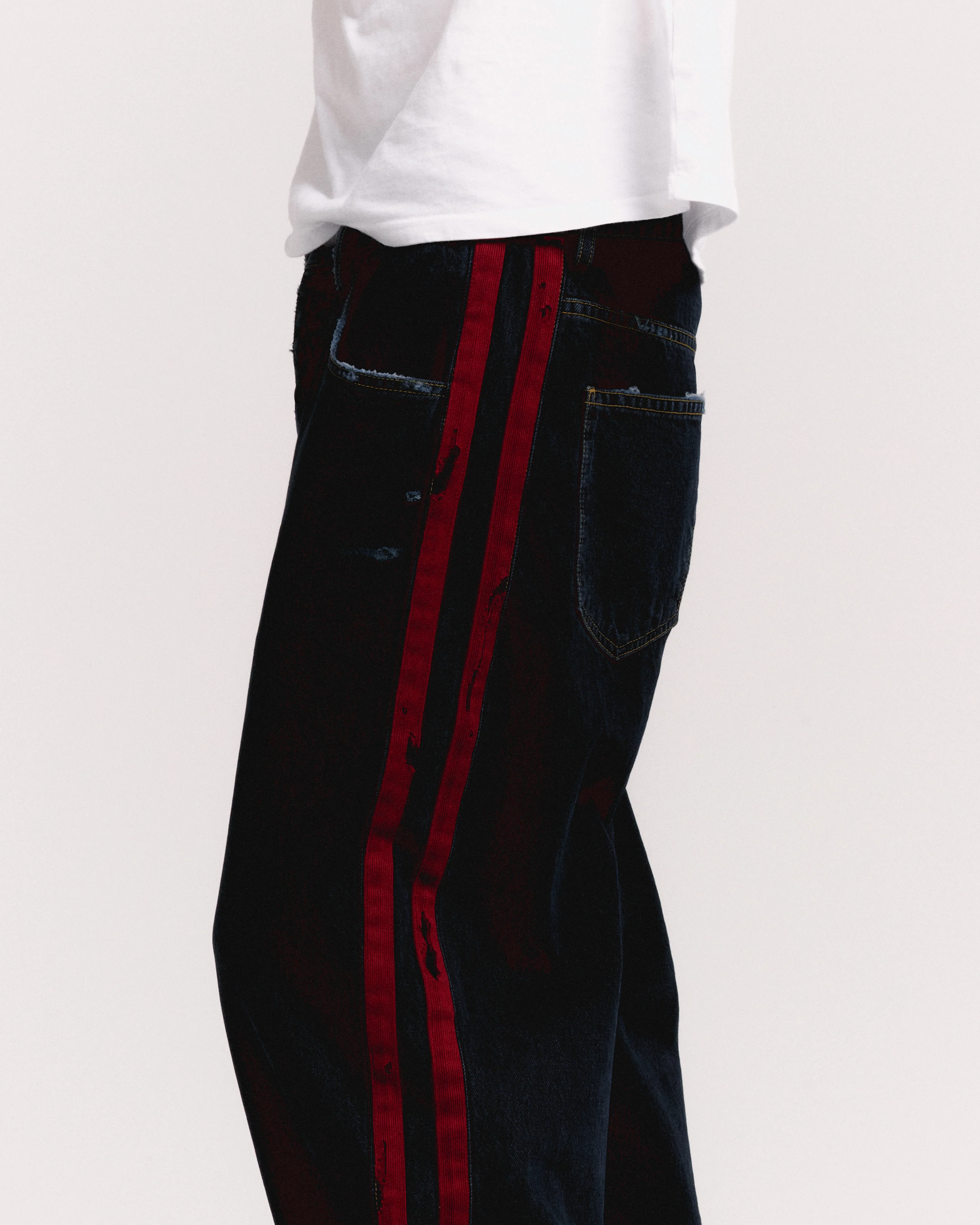 DESTROYED DENIM TRACK PANT - Image 7