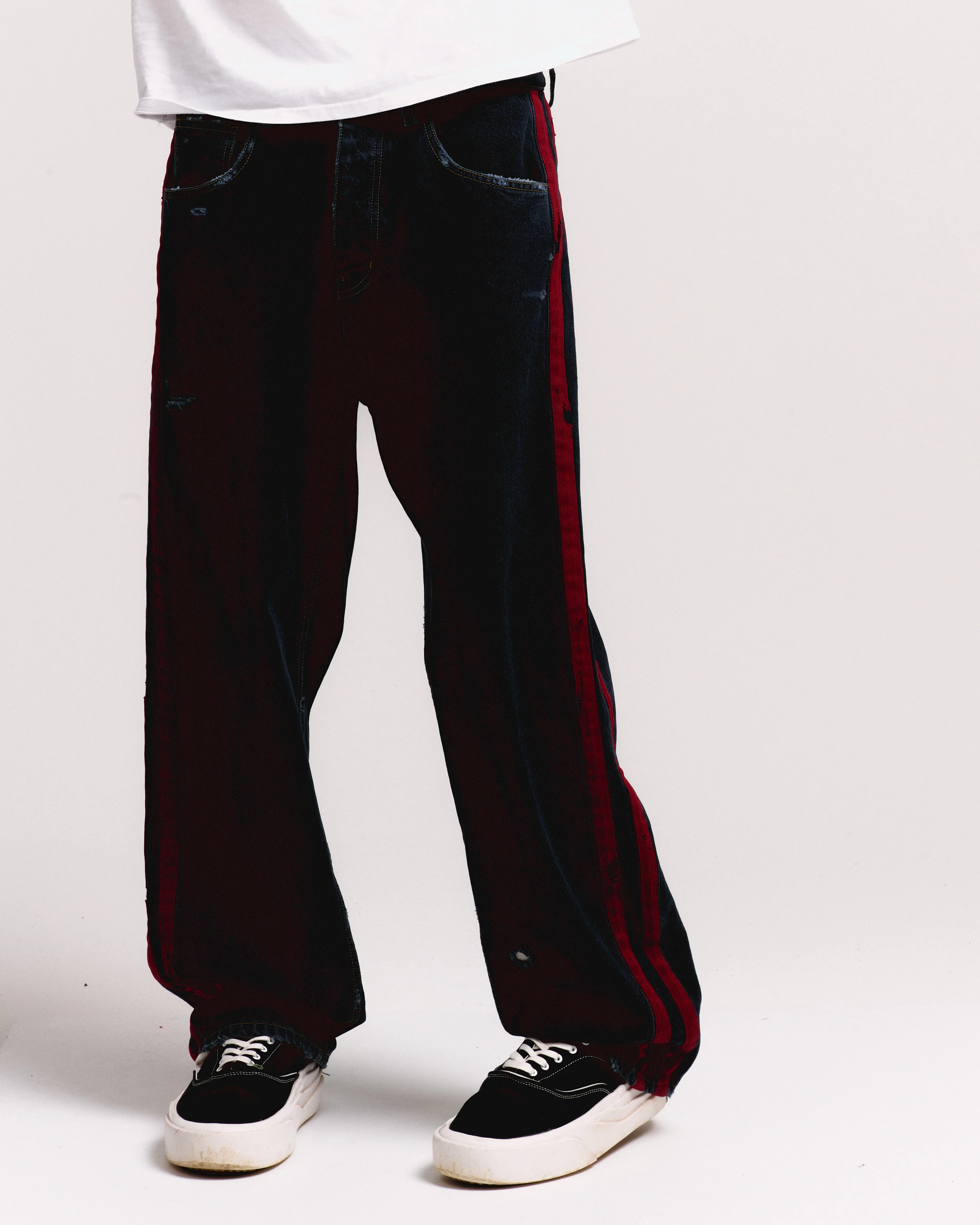 DESTROYED DENIM TRACK PANT - Image 8