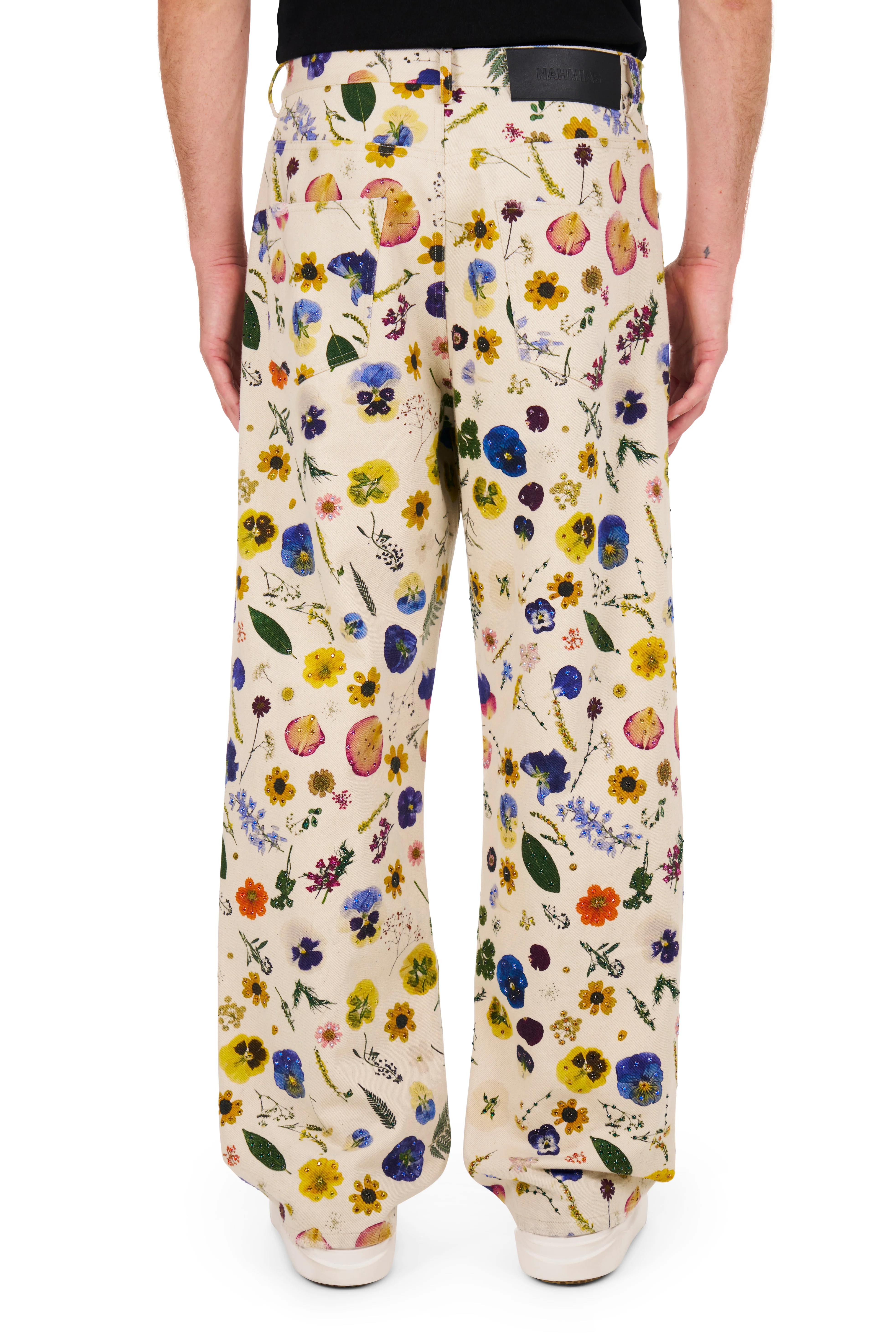 Floral Beaded Baggy Jeans - Image 3