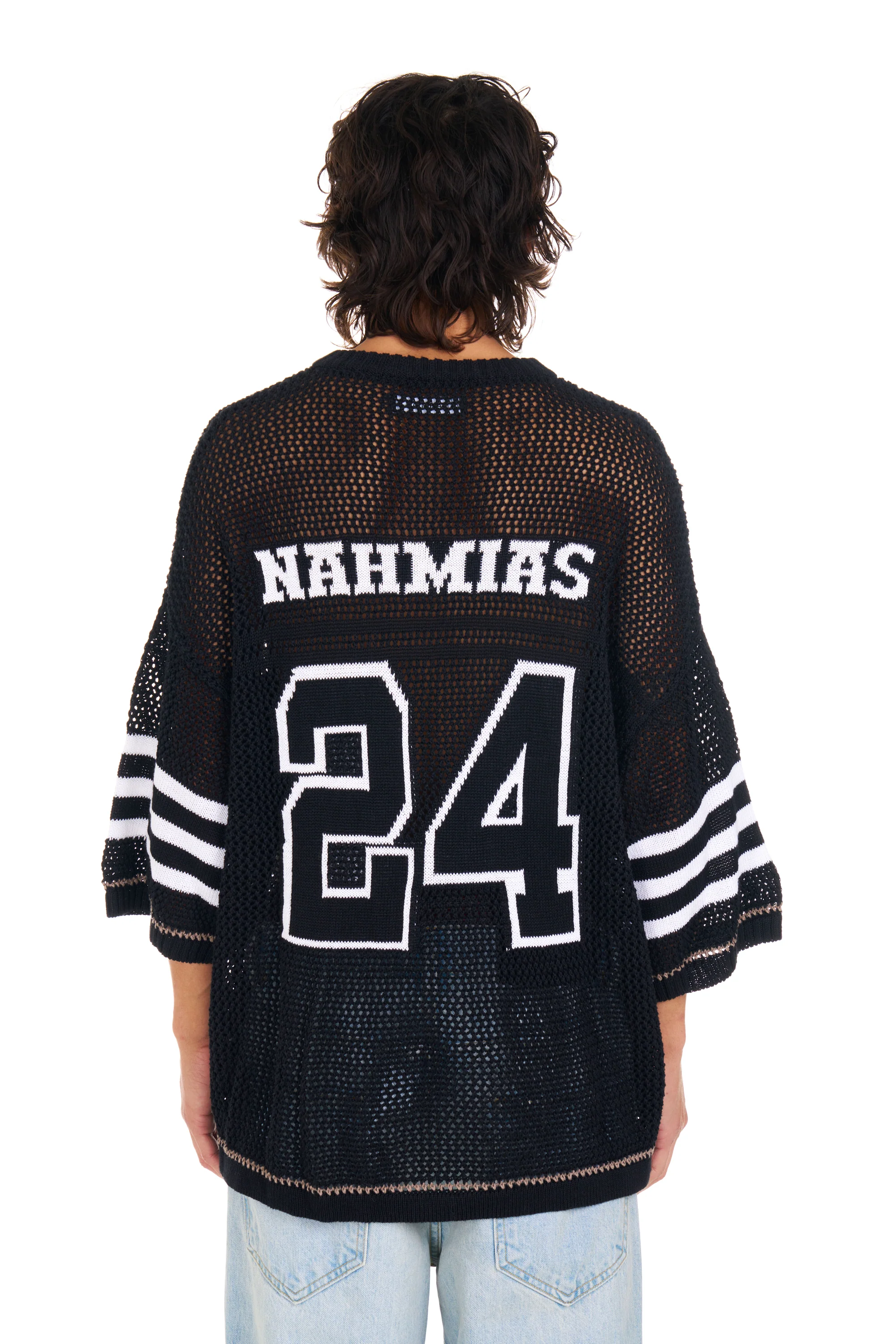 Knit 24 Football Shirt in Black - Image 3