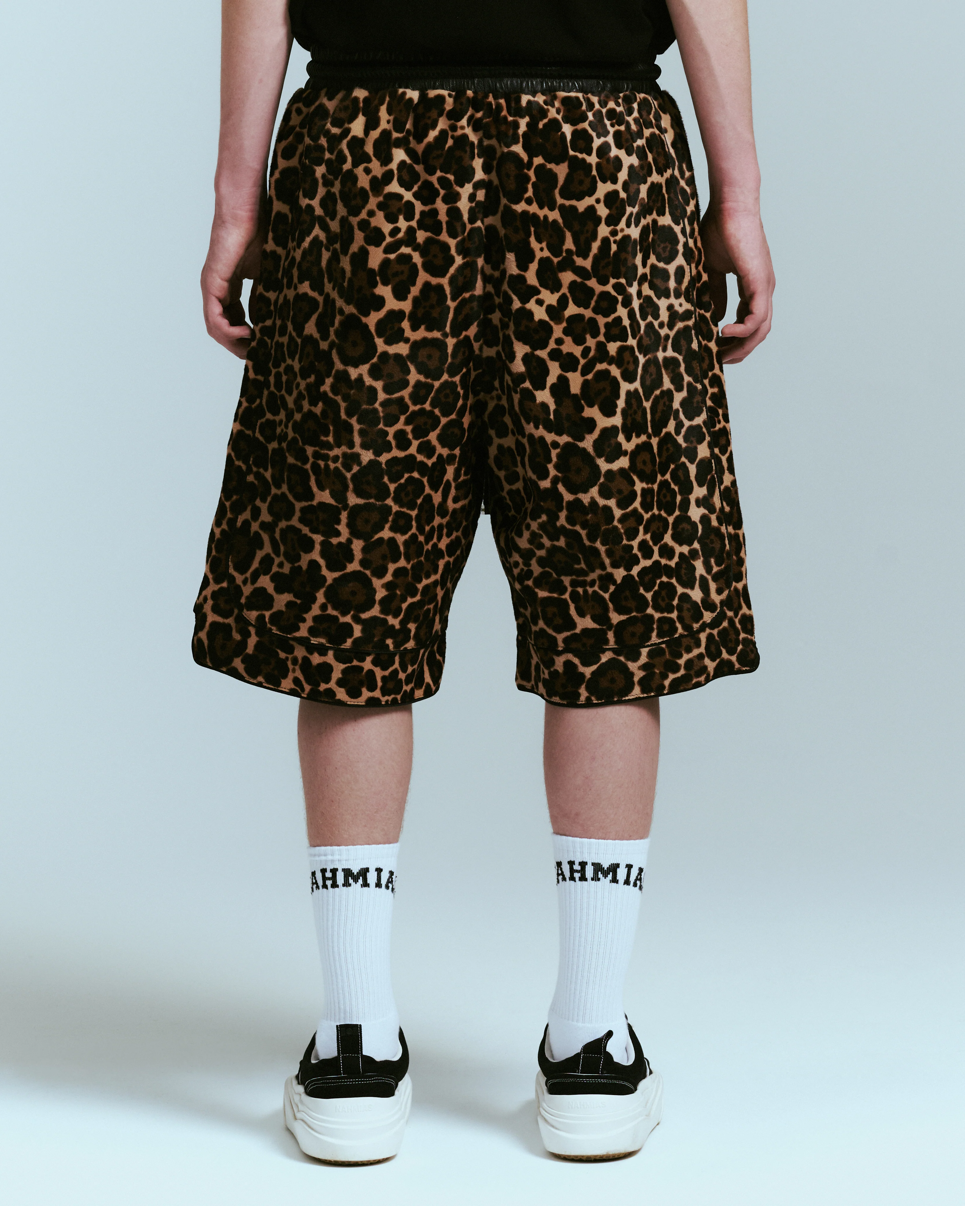 LEOPARD PRINT CALF HAIR BASKETBALL SHORTS - Image 2