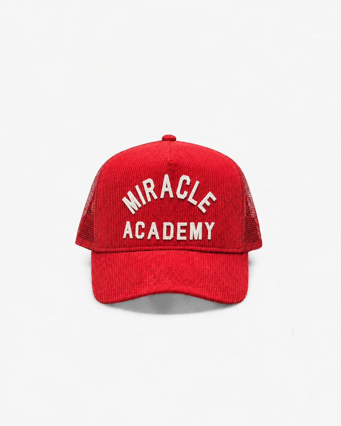 Miracle Academy Corduroy Trucker Hat in Cherry
