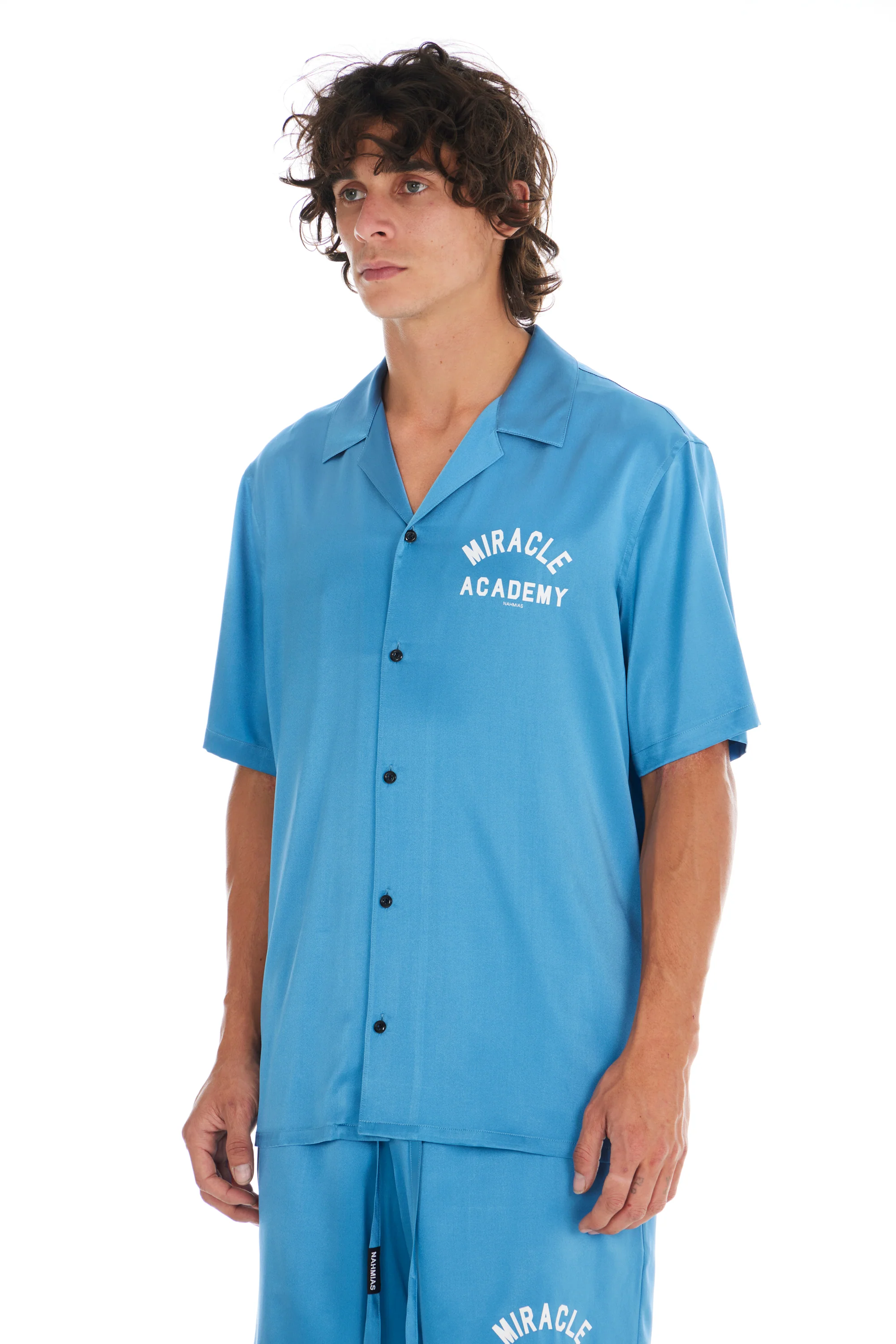 Miracle Academy S/S Silk Shirt in Ocean Blue - Image 3