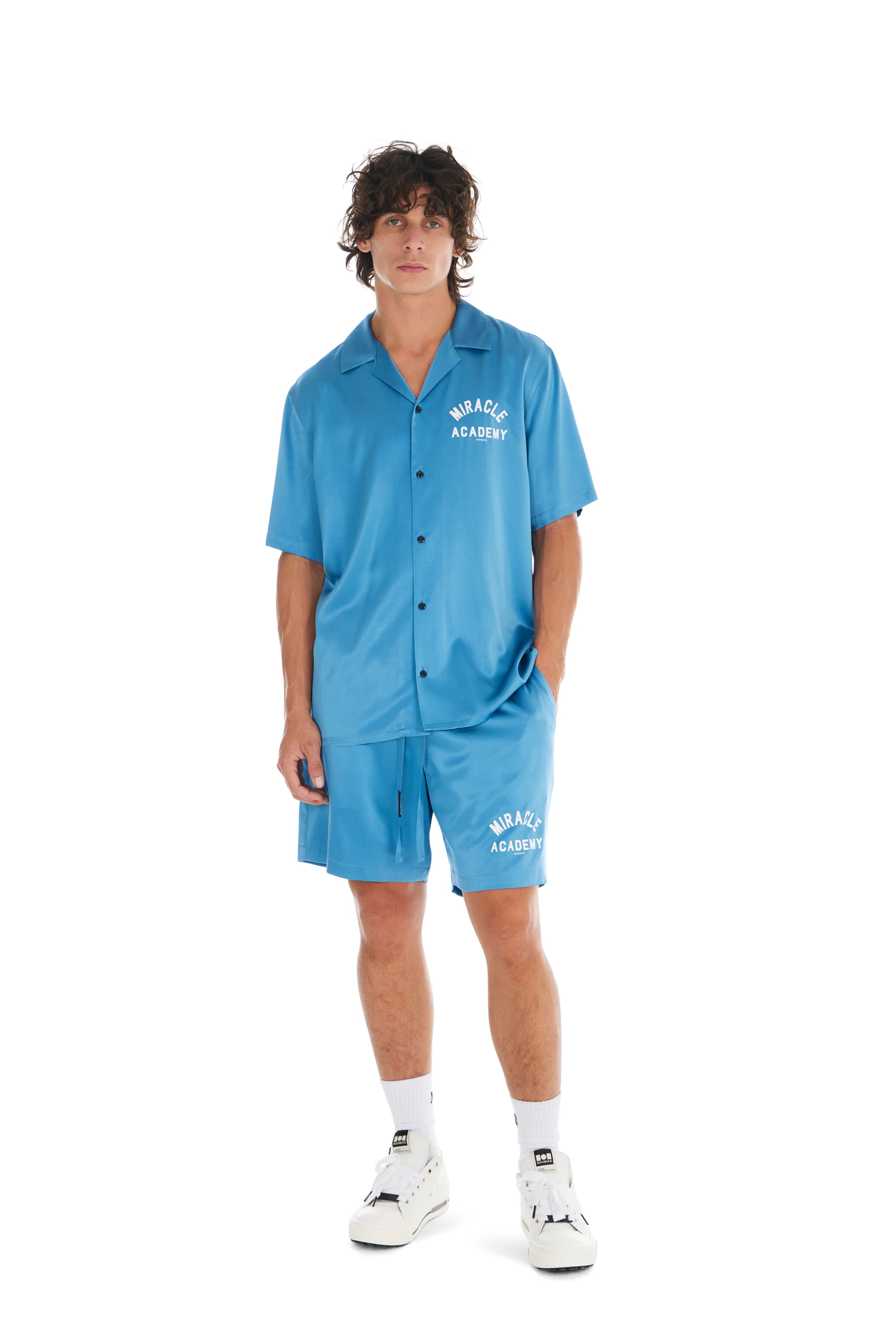 Miracle Academy S/S Silk Shirt in Ocean Blue - Image 4