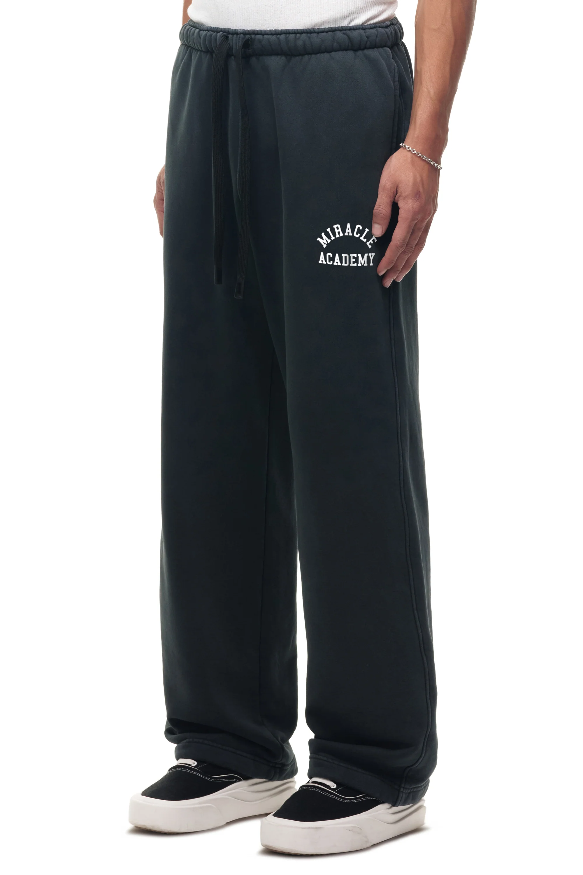 Miracle Academy Wide Sweatpants in Black Sunfade - Image 3