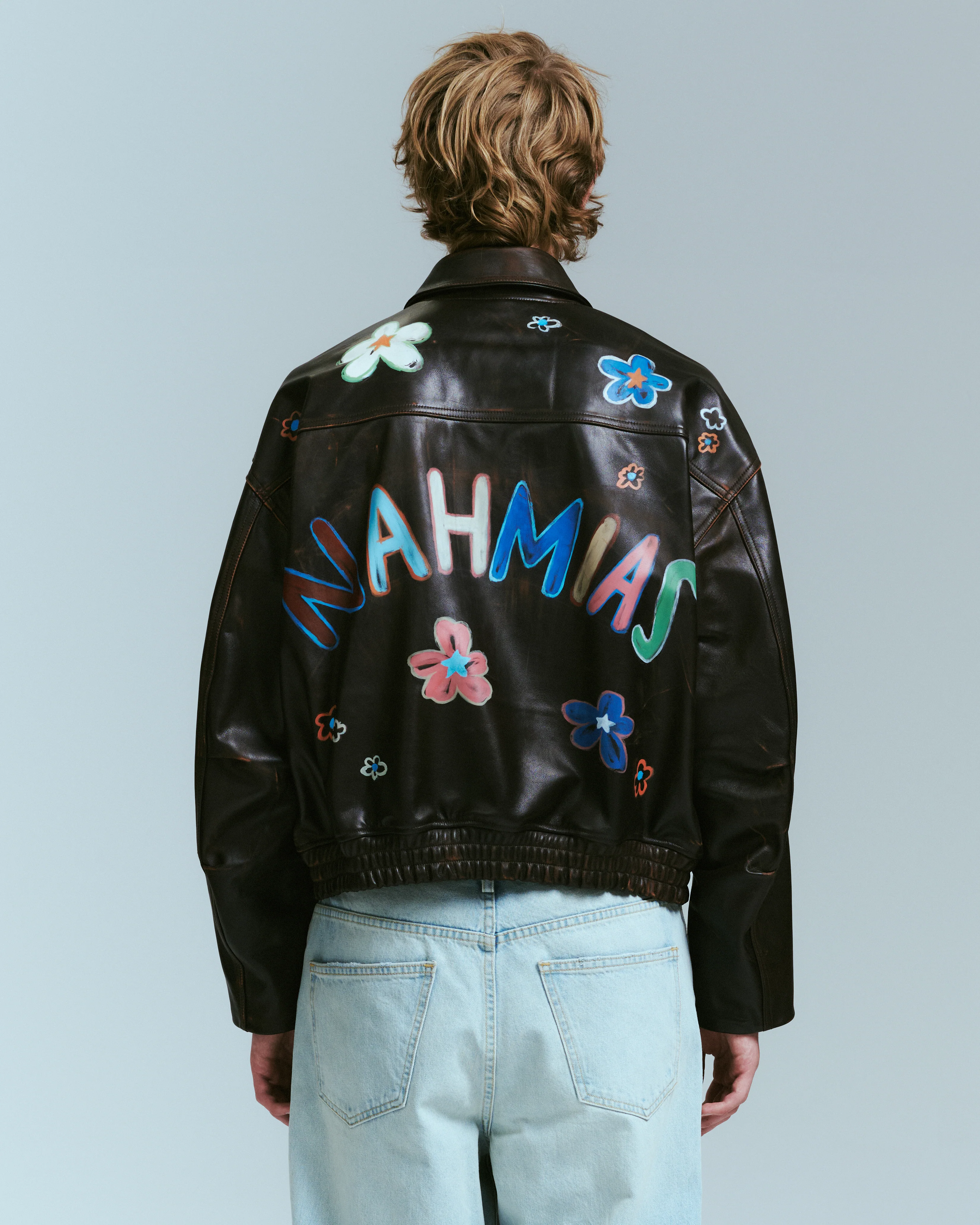 NAHMIAS PAINTED OVERSIZED LEATHER BOMBER