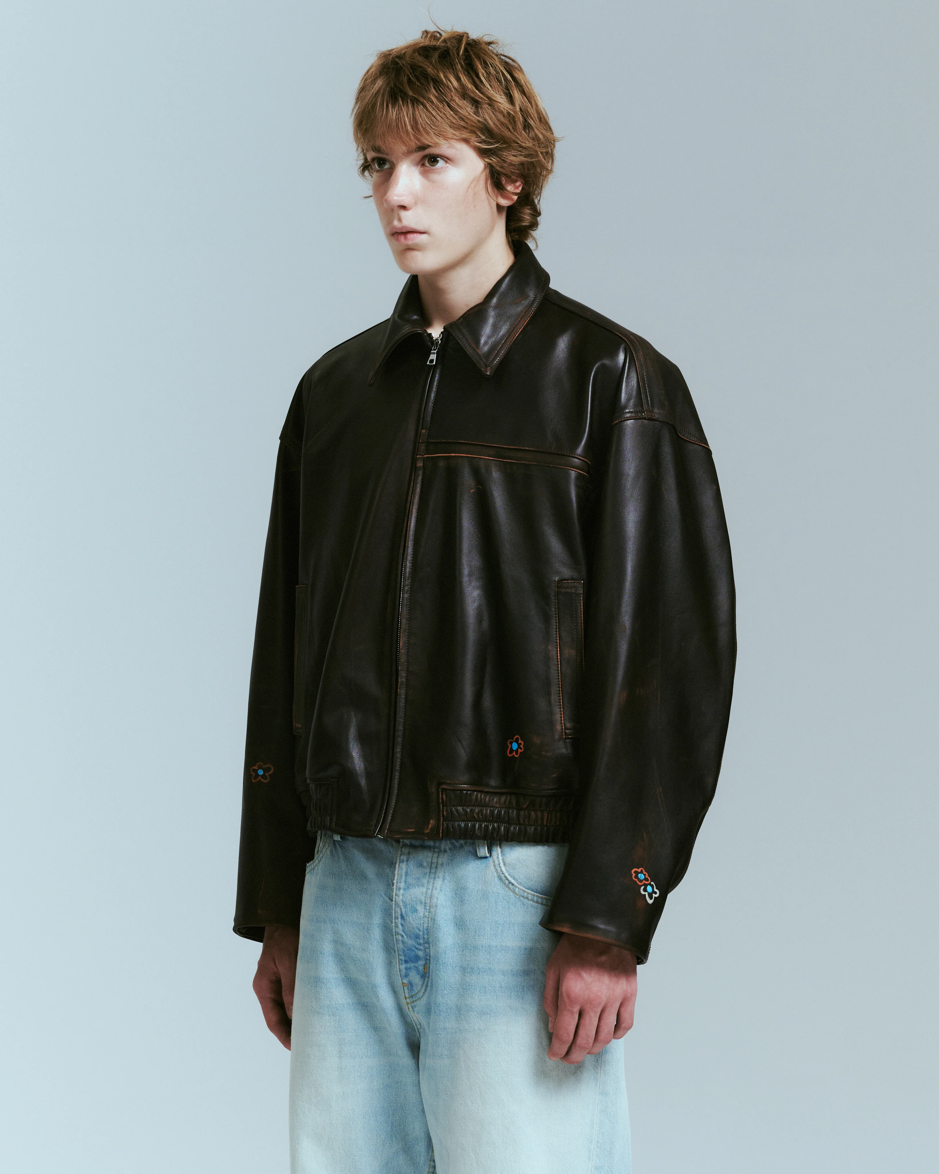 NAHMIAS PAINTED OVERSIZED LEATHER BOMBER - Image 3