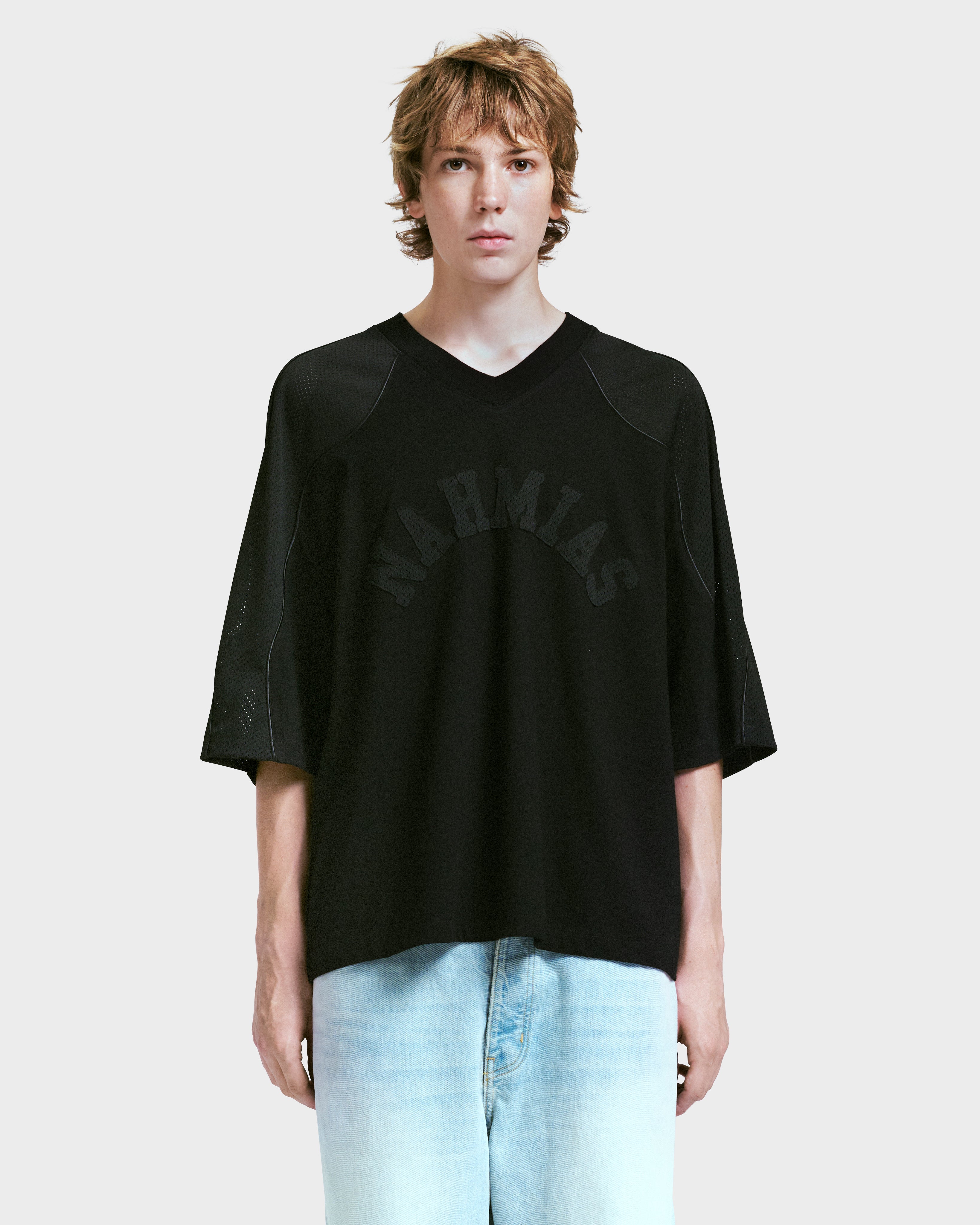 Ollie Mesh Sleeve Jersey in Black - Image 2