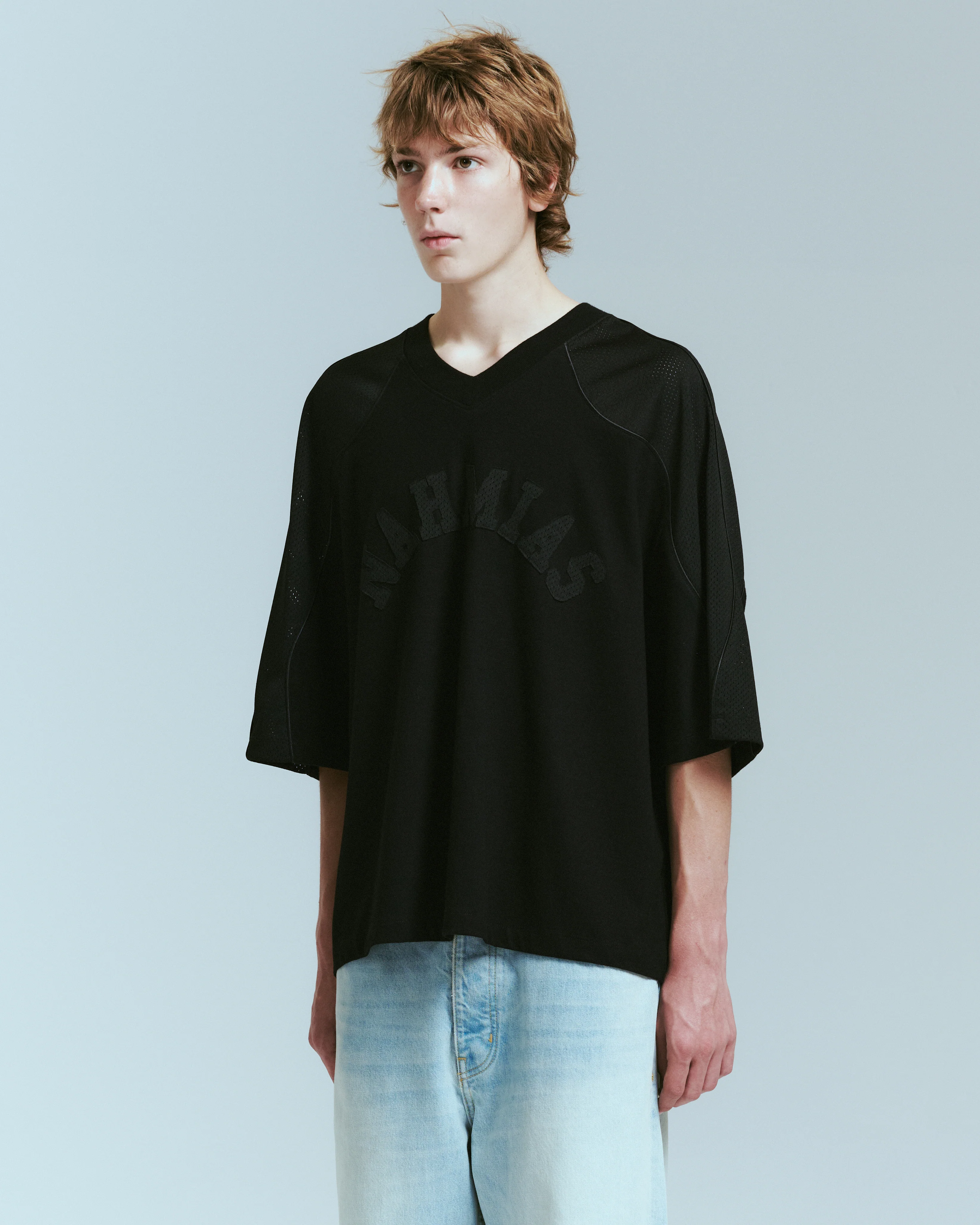 Ollie Mesh Sleeve Jersey in Black - Image 3
