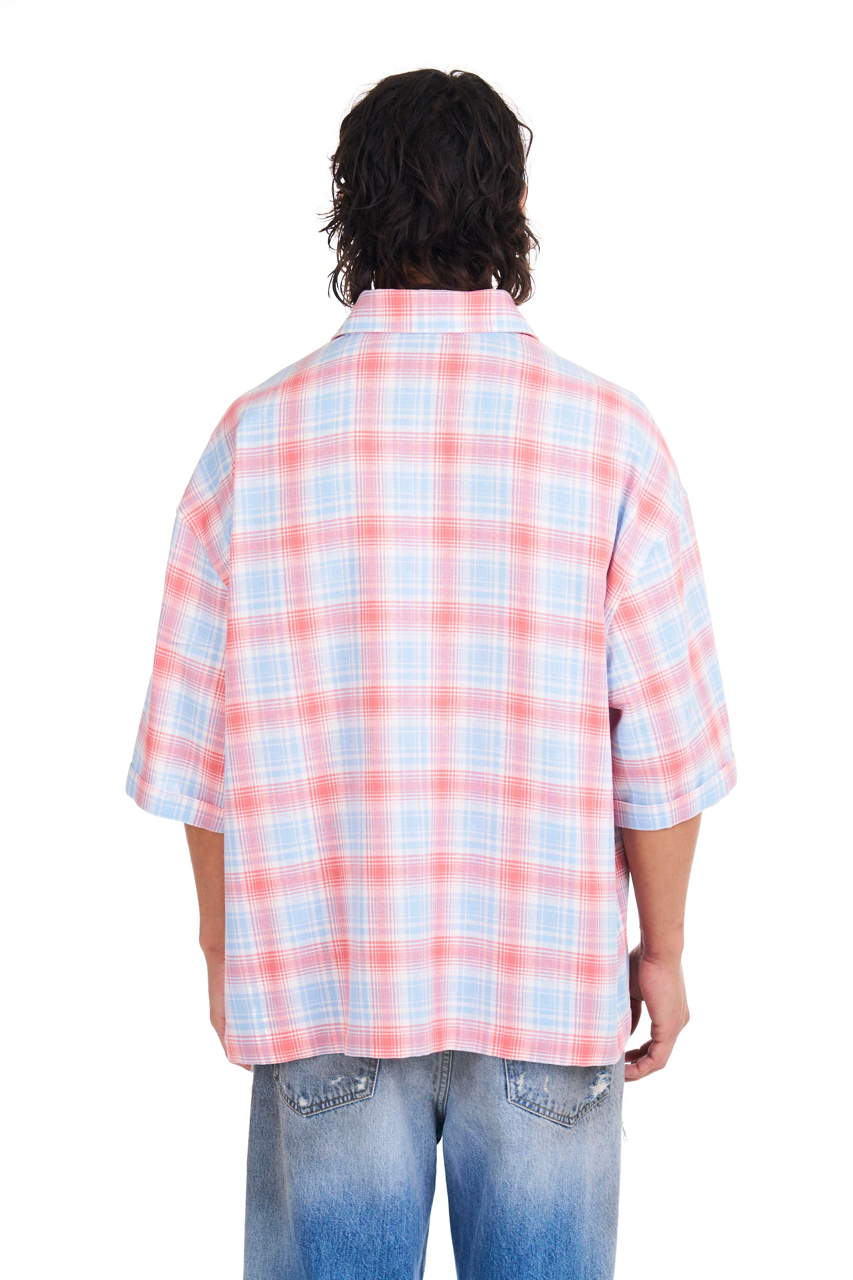 Plaid Cropped S/S Shirt in Cherry Plaid - Image 3