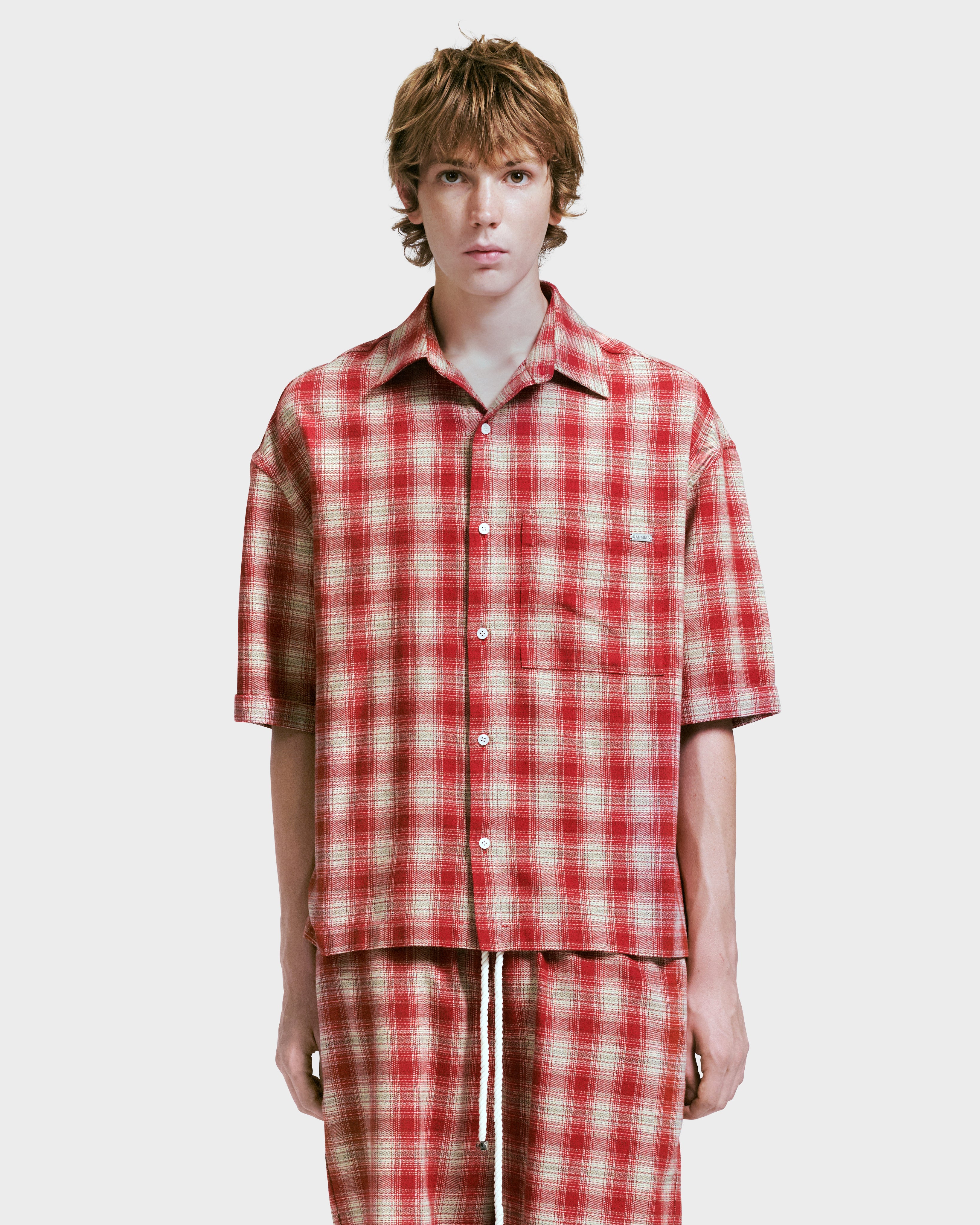 PLAID CROPPED SS SHIRT