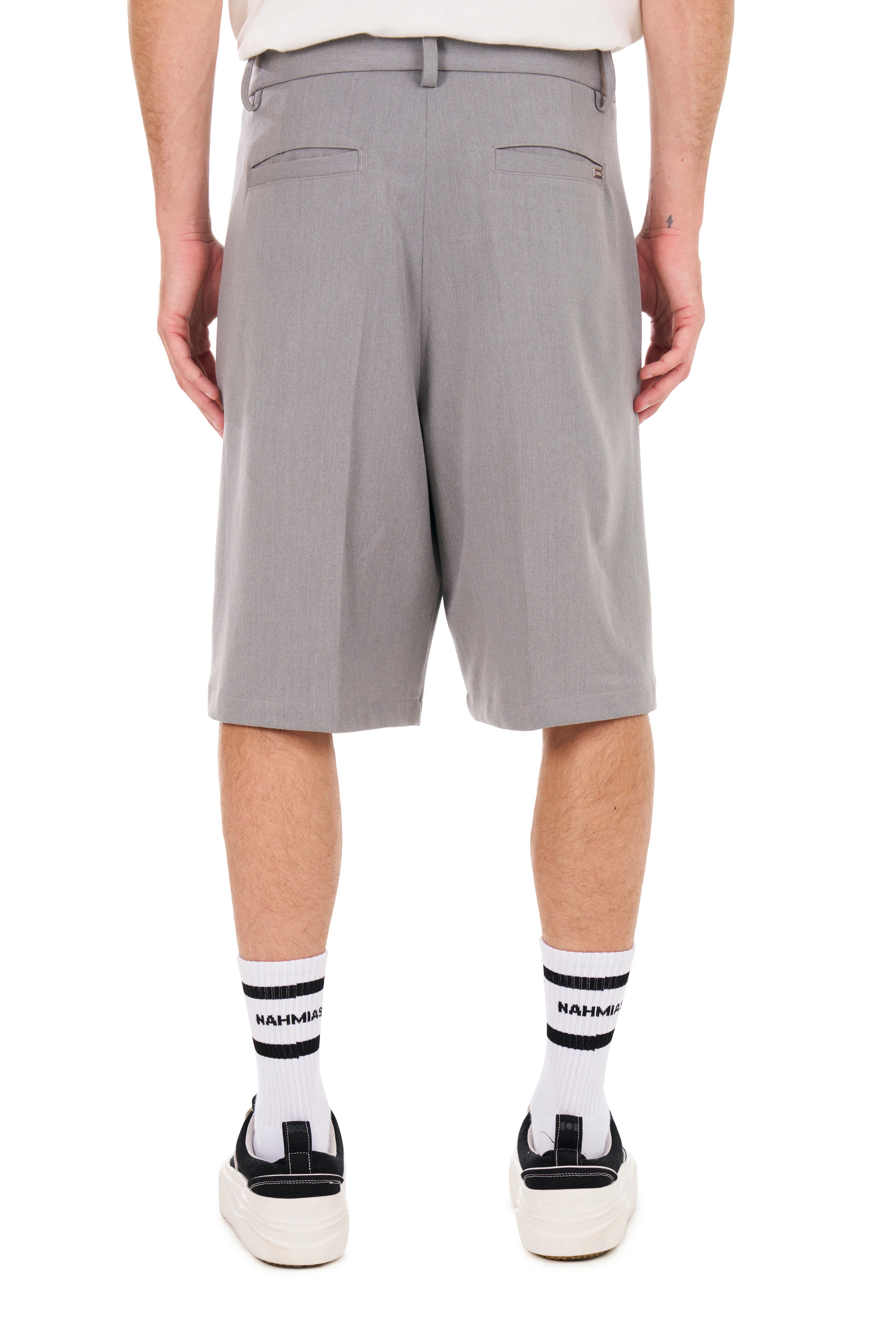 Pleated Shorts in Grey - Image 3