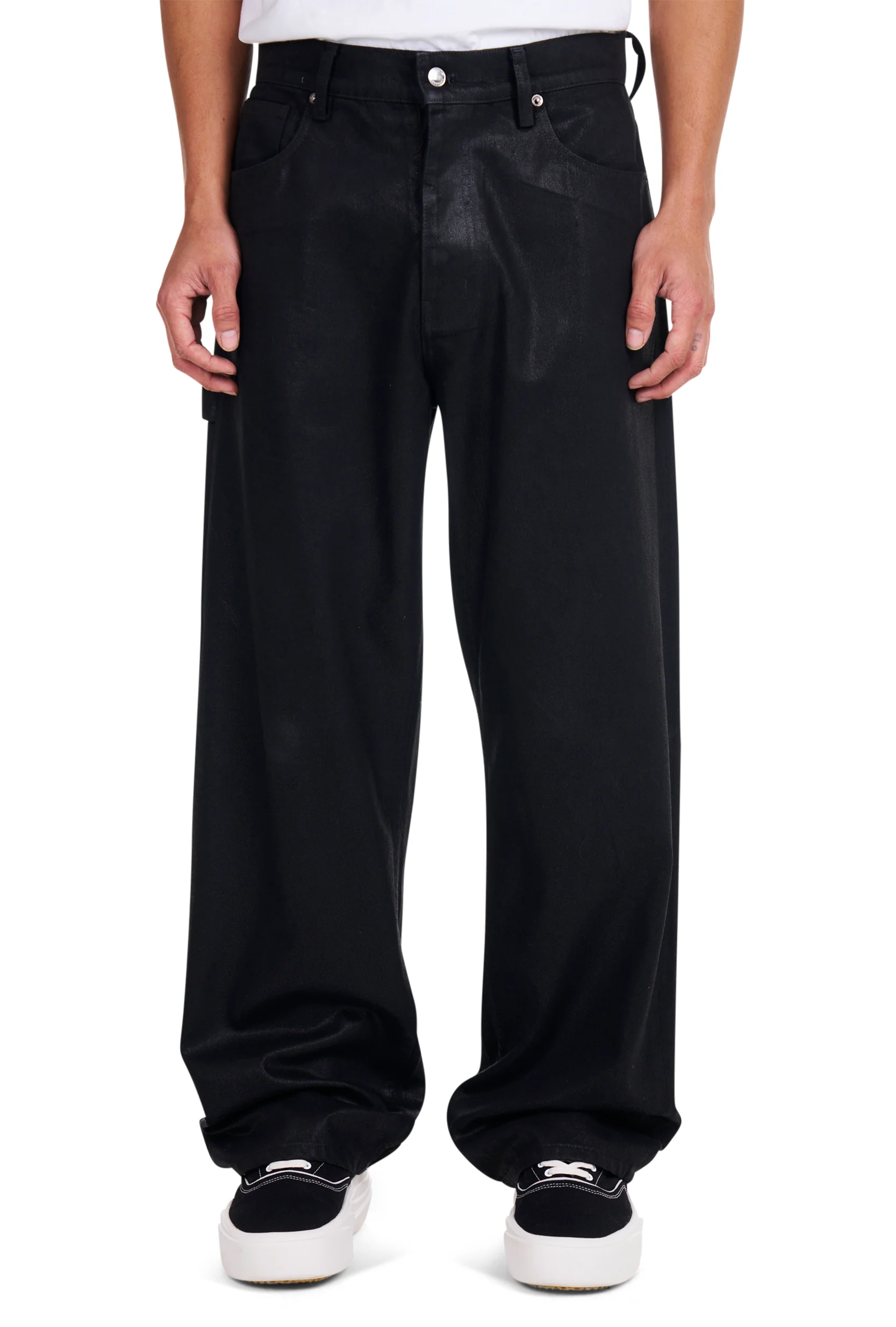Waxed Denim Baggy Jeans