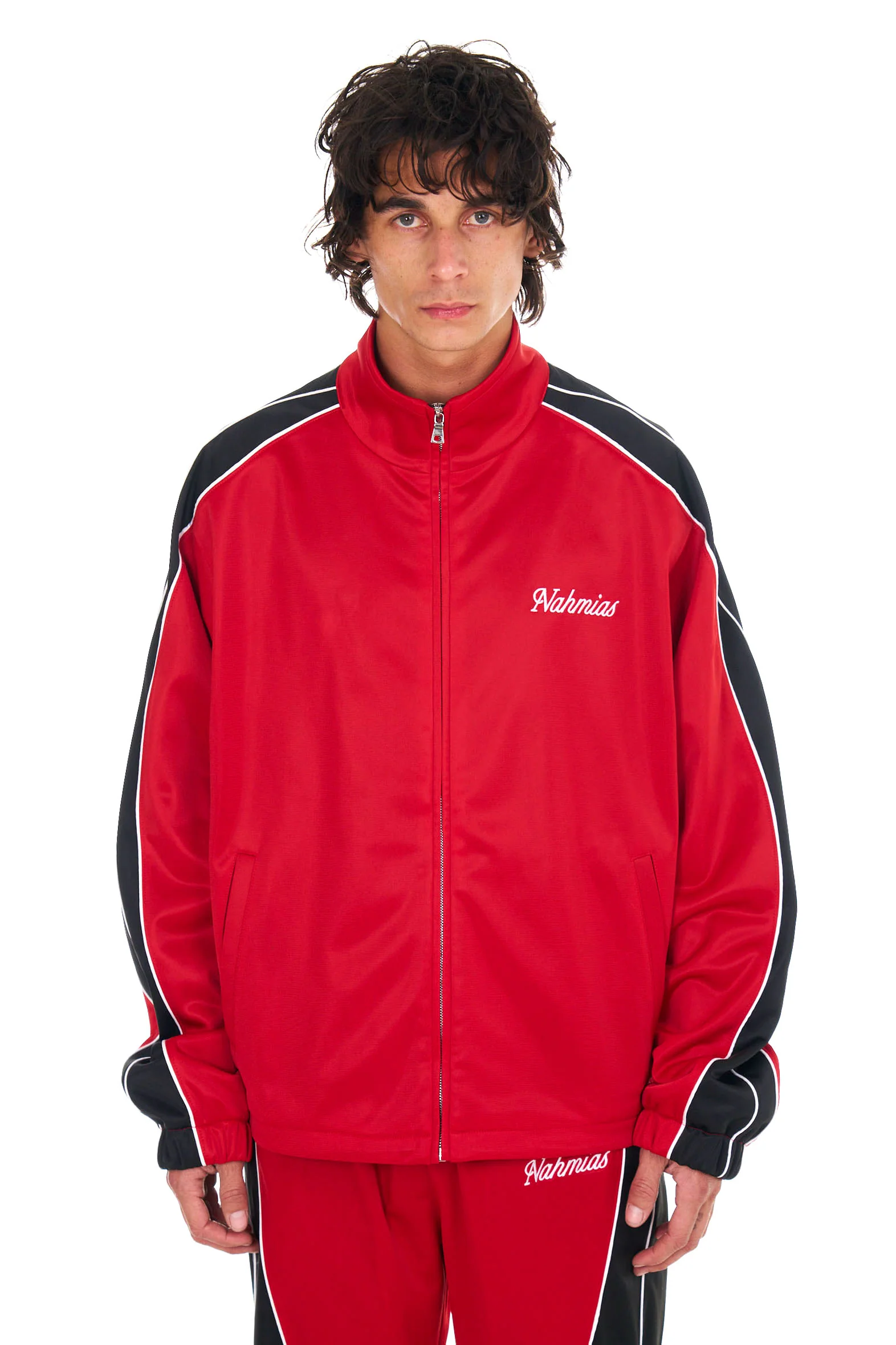Zip Up Track Jacket in Cherry